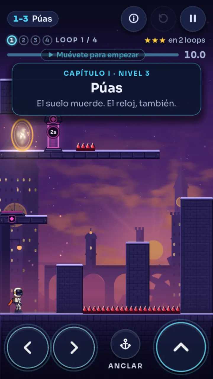 Nivel 1-3 «Púas» de la demo, en el navegador