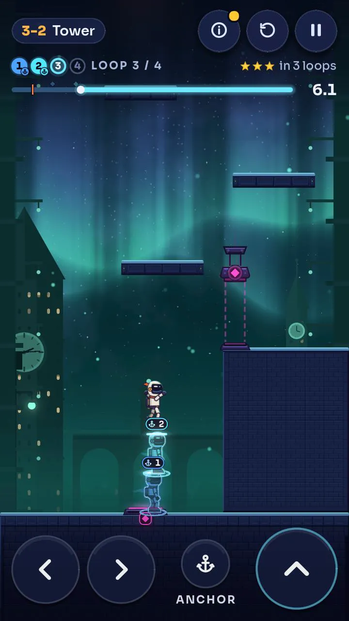 Level 3-2 “Tower”: three of the player's echoes team up to open the door